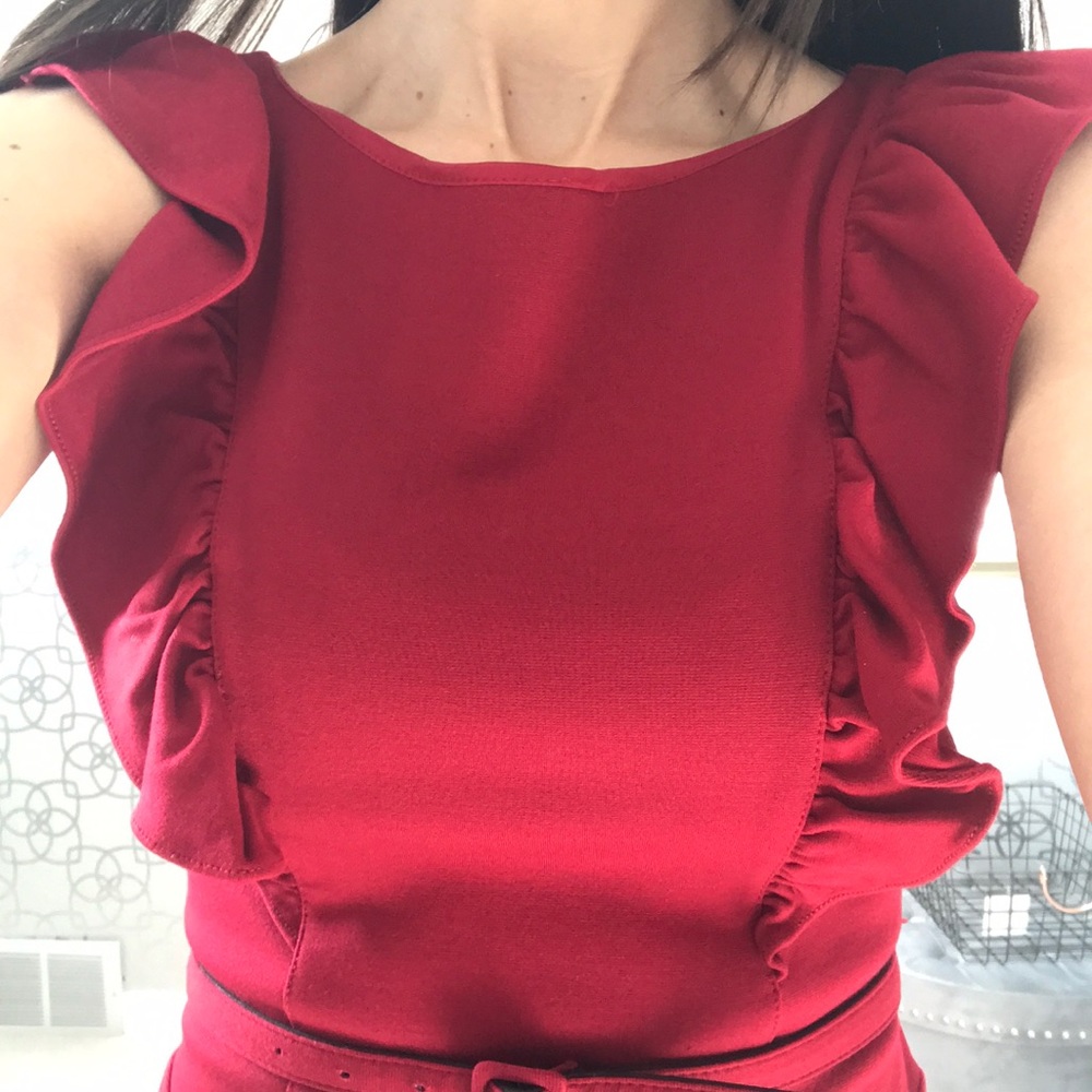 Express Ruffle Red Dress - Picture 2 of 6